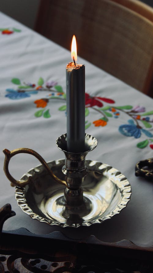 Wax Candle in Candlestick