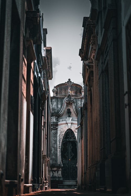 View on Old Historic Gothic Church from Narrow Alley