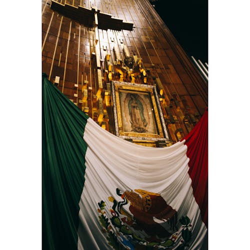 Saint Painting over Mexican Flag in Church