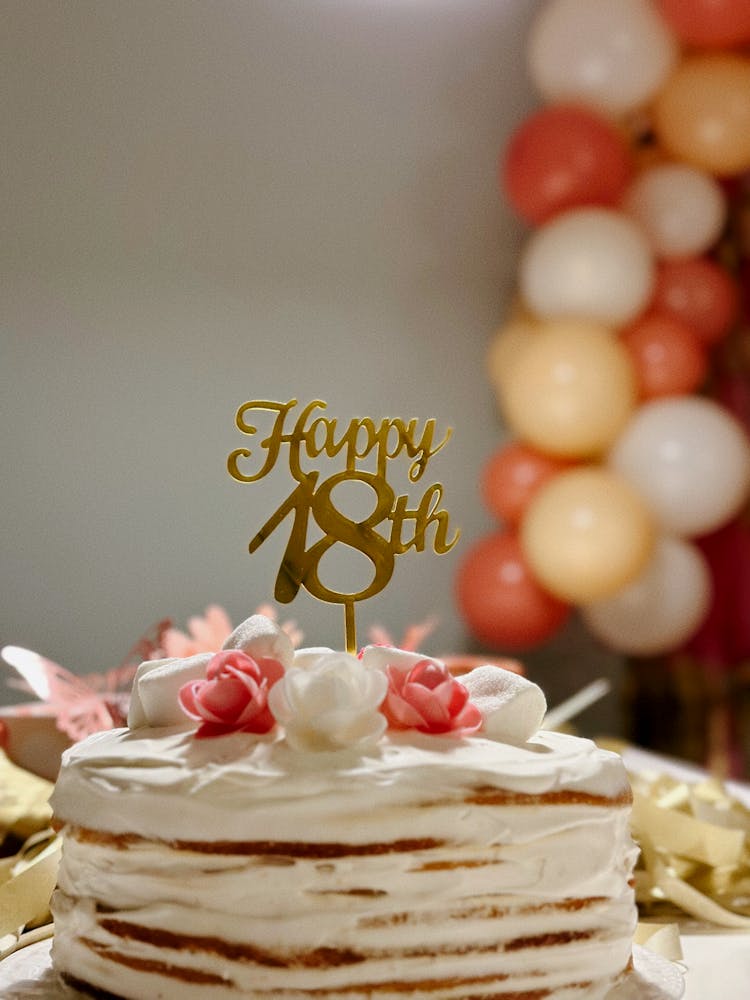 Birthday Cake With Flower Decorations