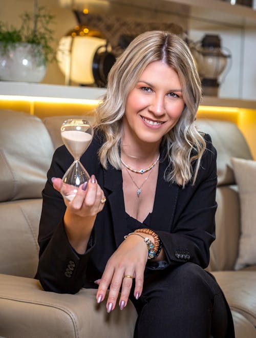 Blonde Woman Posing with Hourglass