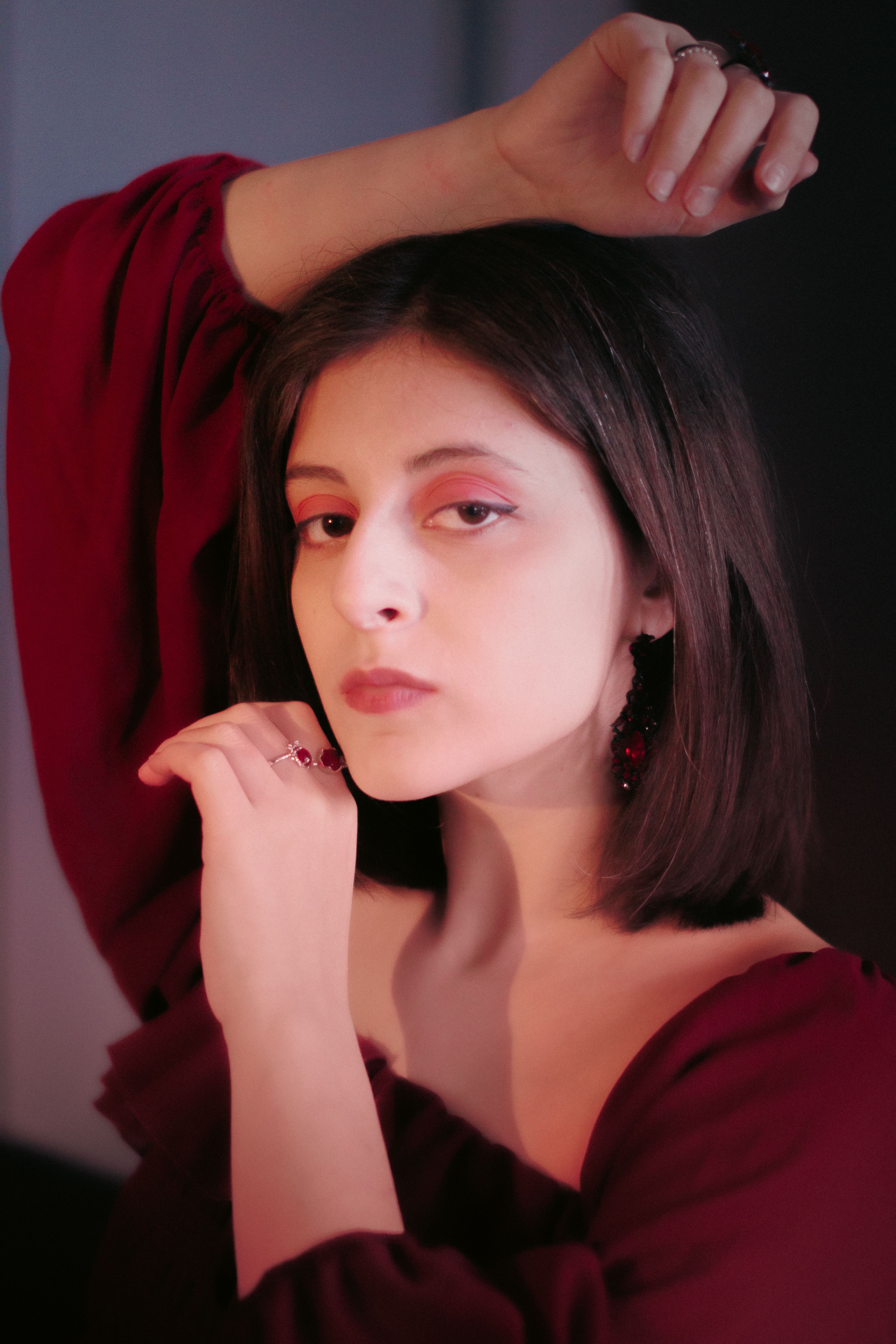 Portrait of Woman in Elegant Red Dress · Free Stock Photo