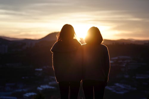Free Silhouette of Two Woman Standing Stock Photo
