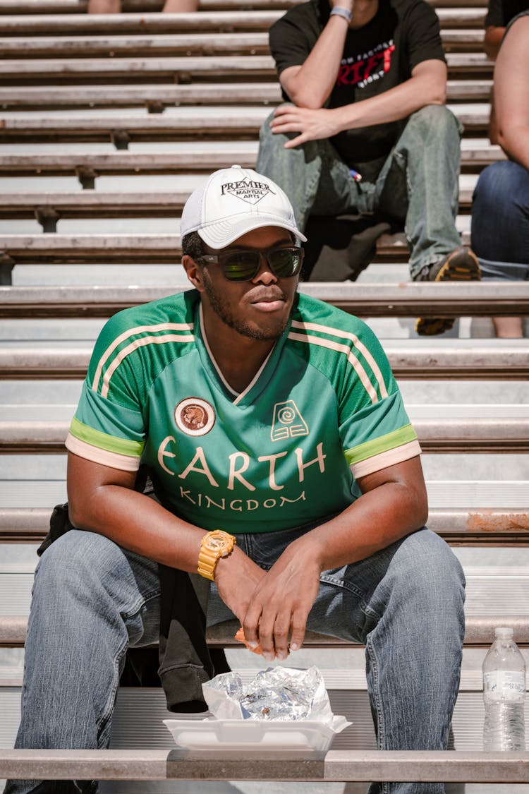 Man In Sport Jersey At Stadium