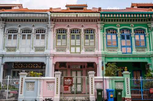 Free Vibrant Peranakan-style row houses on Singapore's Joo Chiat Road. Stock Photo