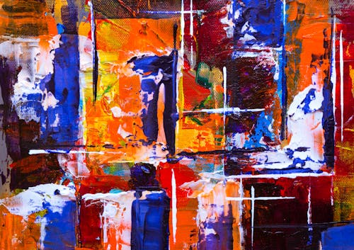 Free Orange And Blue Abstract Painting Stock Photo