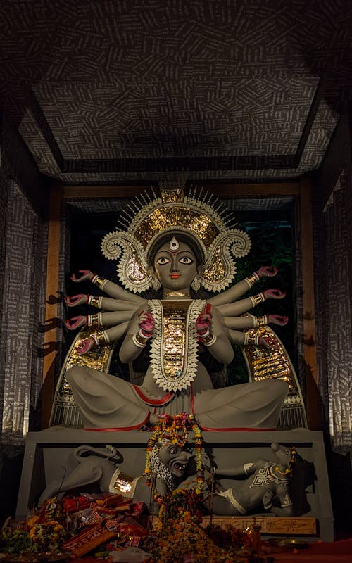 Foto profissional grátis de deusa hindu, durga, escultura