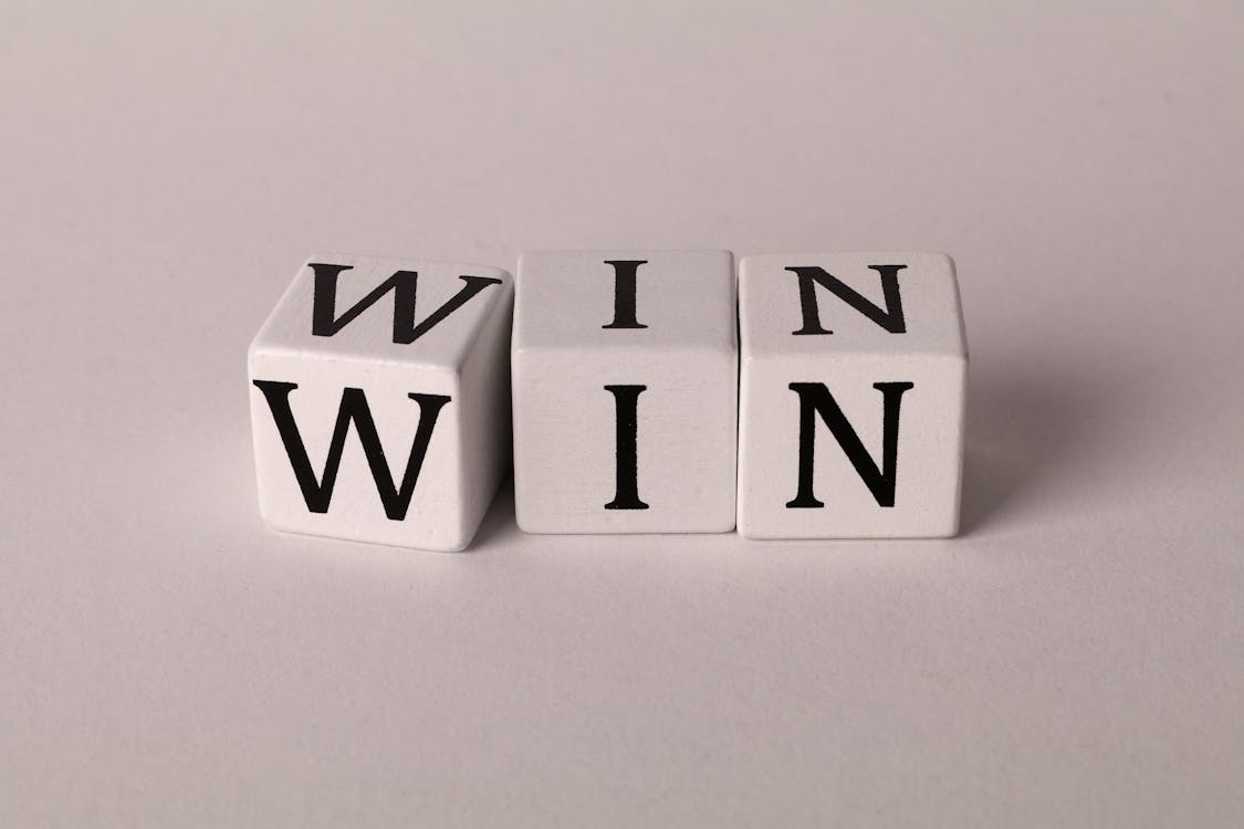 Word Win Made with Dice · Free Stock Photo