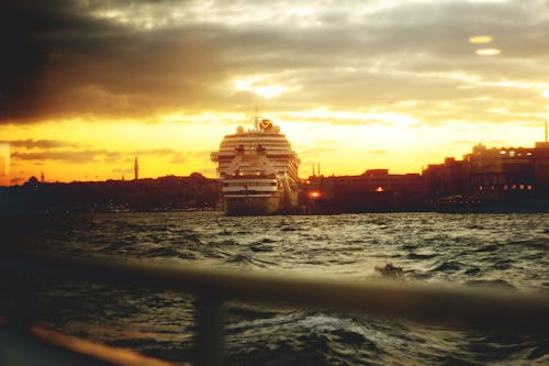 Cruise Ship in Istanbul at Sunset