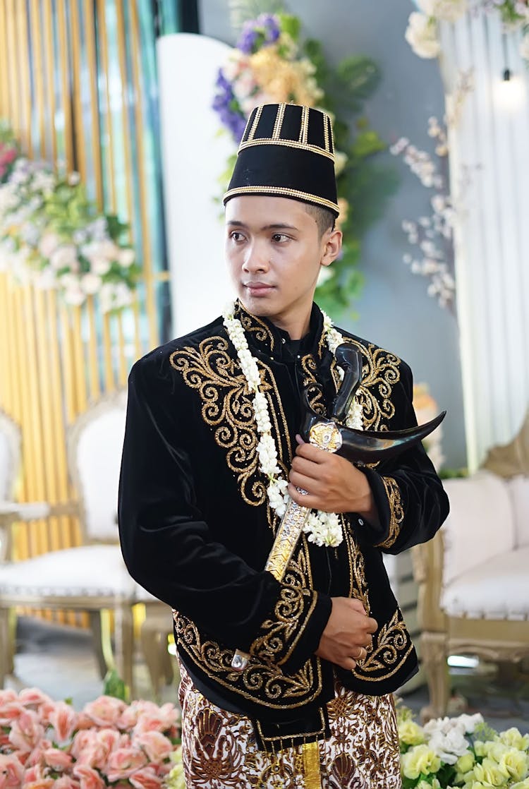 A Groom In Traditional Wedding Outfit