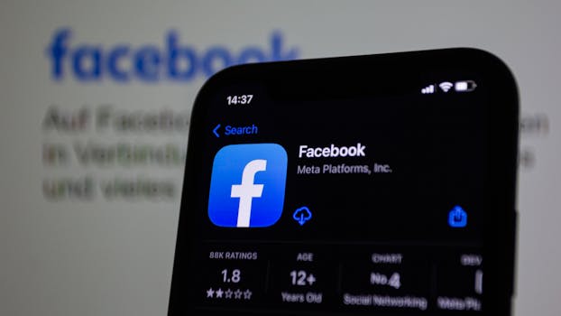 Close-up view of Facebook app on a modern smartphone, emphasizing technology.