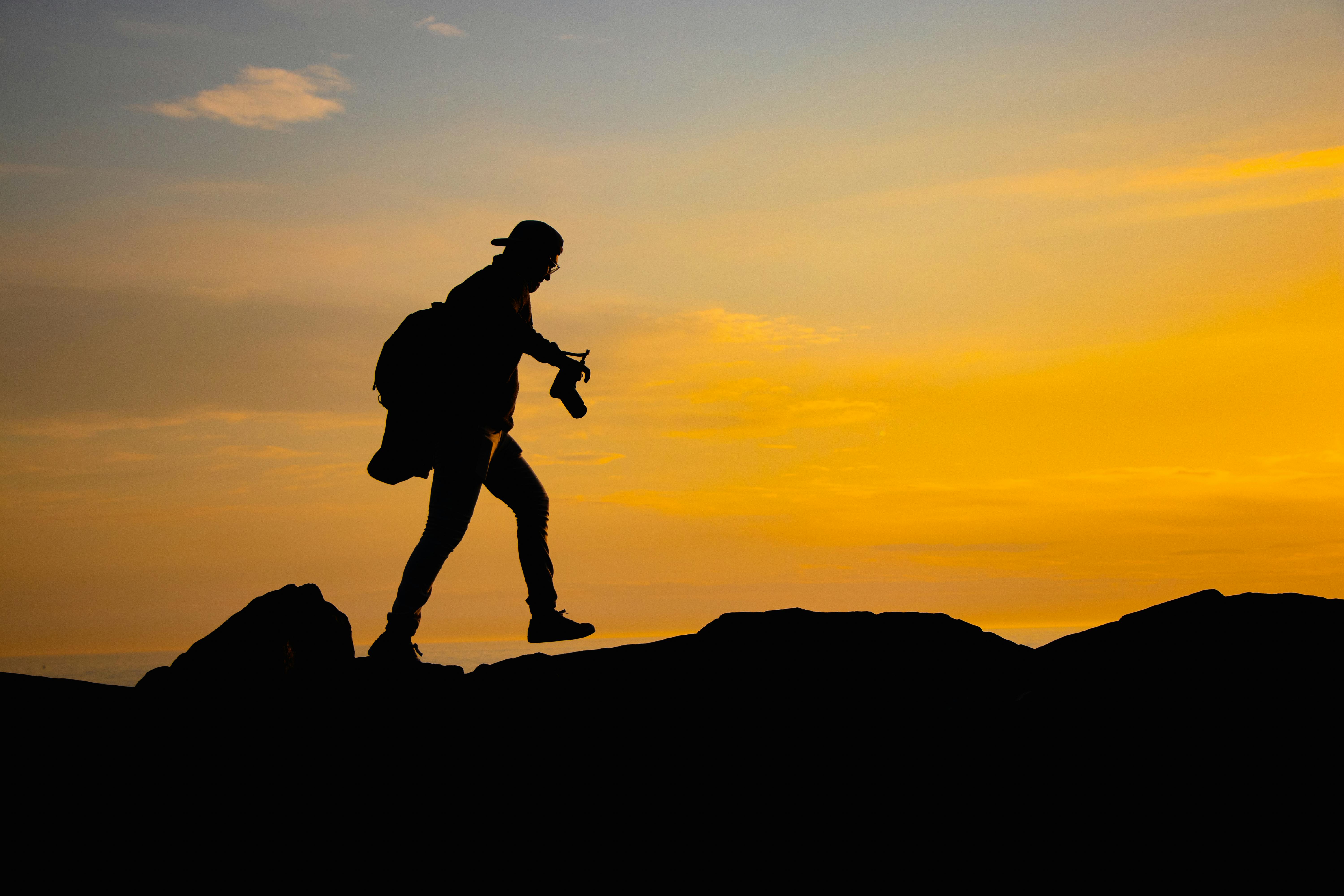 hiking man silhouette