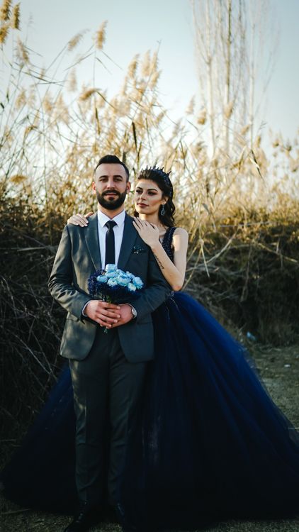 bride and groom blue dress 27 Blue Wedding Dresses That Are Beyond Beautiful