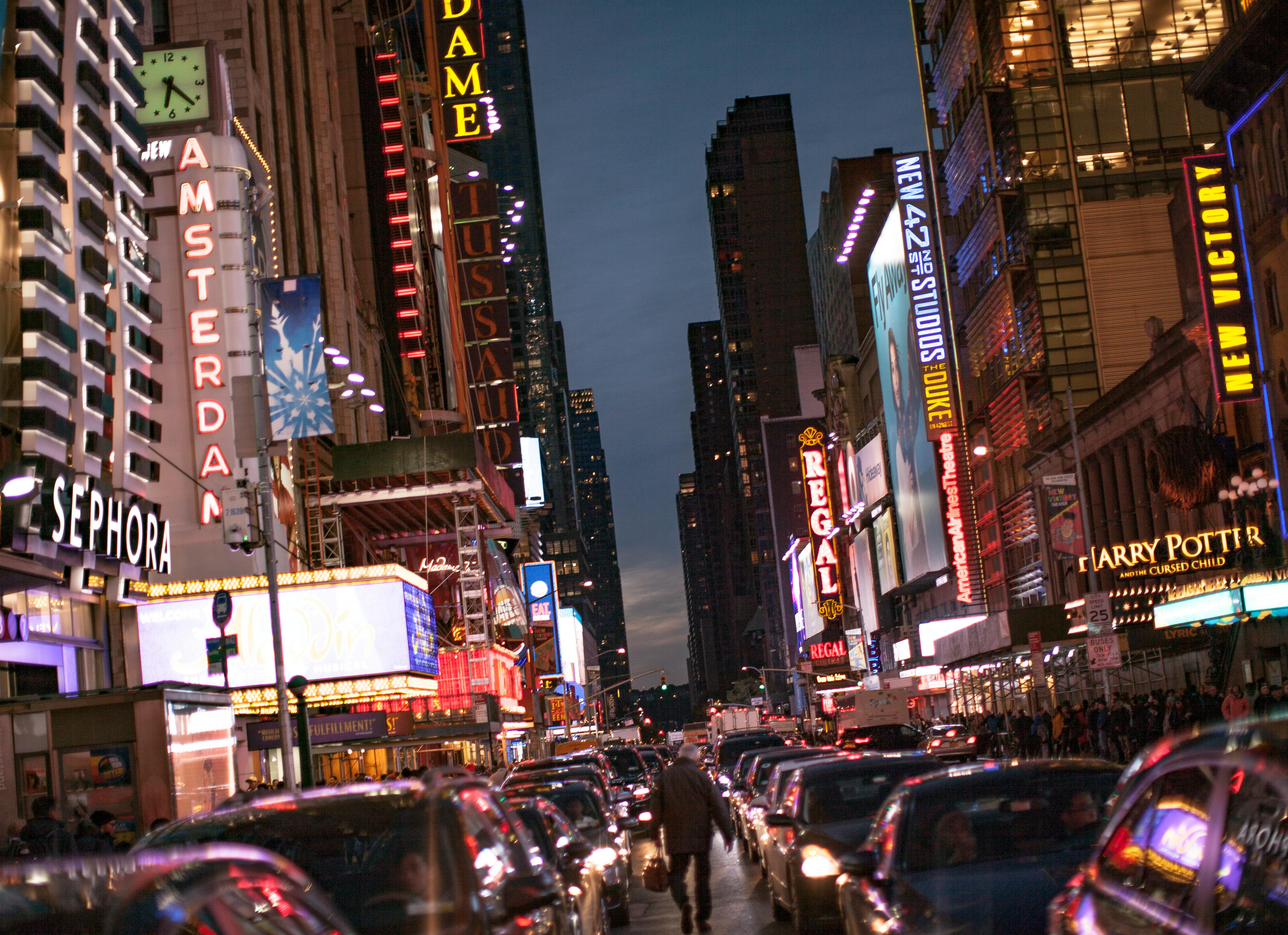 Free stock photo of city center, new york city, night life