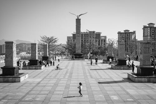 Town Square with a Monument 