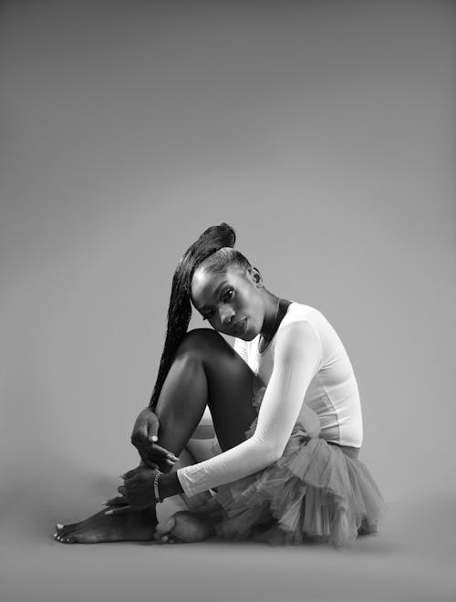 Black and White Photo of a Ballerina 