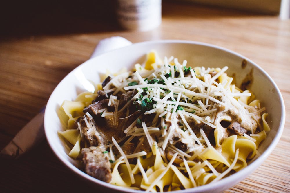 Kluski Noodles with Creamy Mushroom Sauce