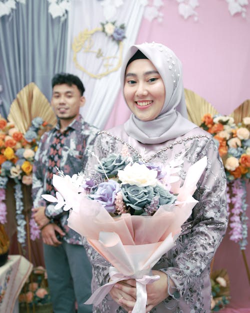 Smiling Bride in Traditional Clothing