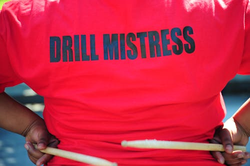 Drill team mistress outdoors.