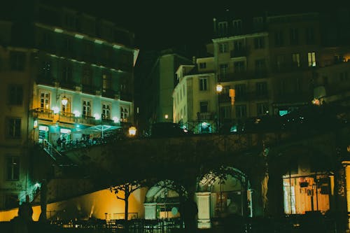 An Illuminated City at Night 