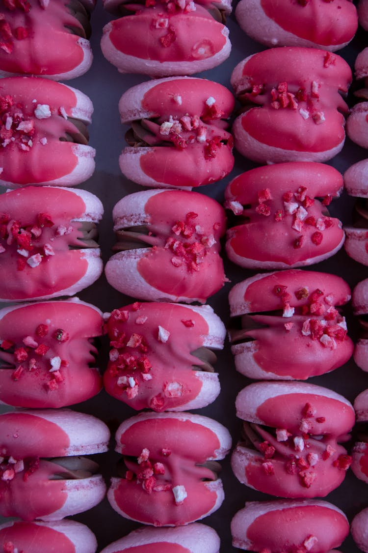 Pink Candies In Rows