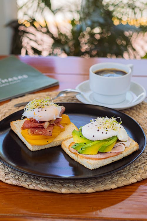 Free Sandwiches and Coffee Served in a Restaurant  Stock Photo