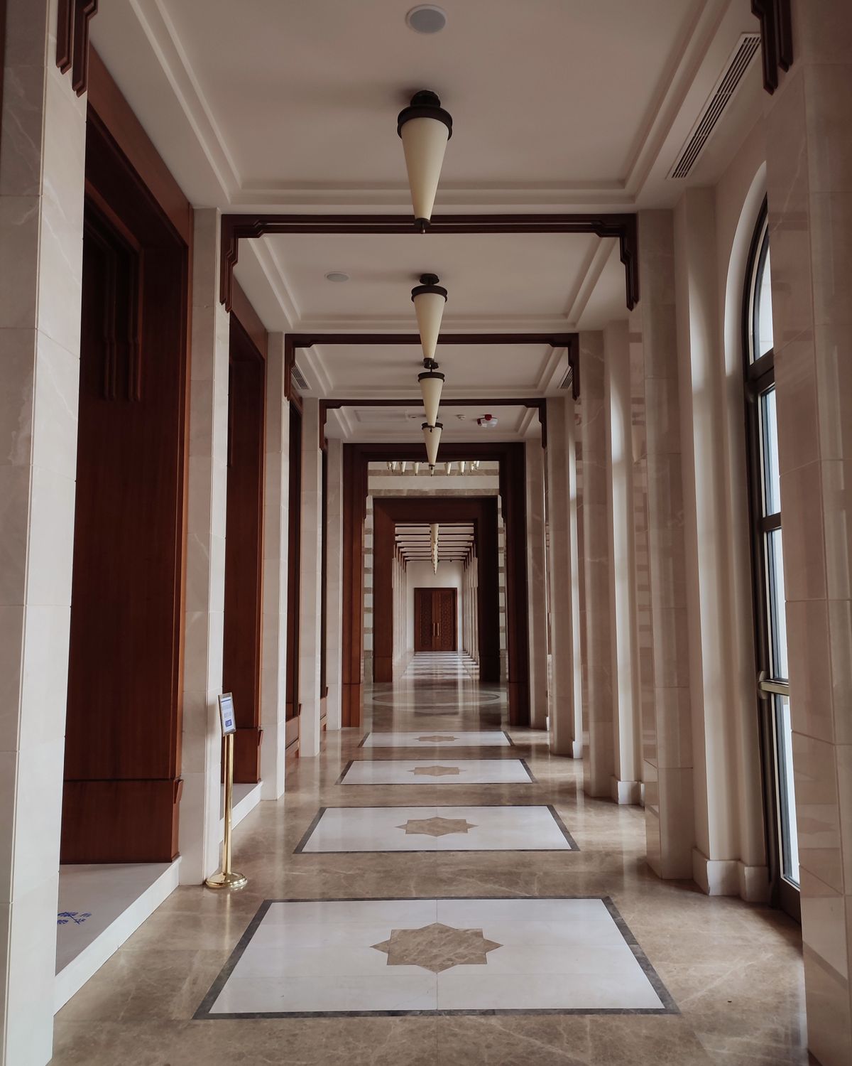 Marble corridor of a classic grand hotel