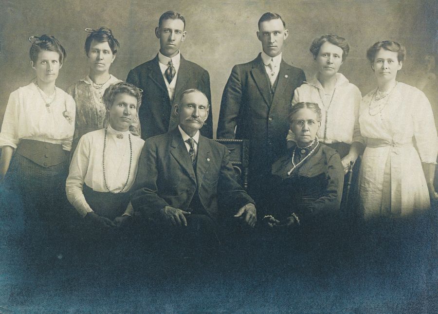 Sepia family portrait from the early 1900s
