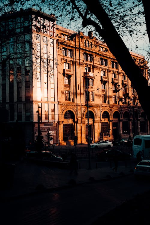 Sunlit Building behind Street in Shadow