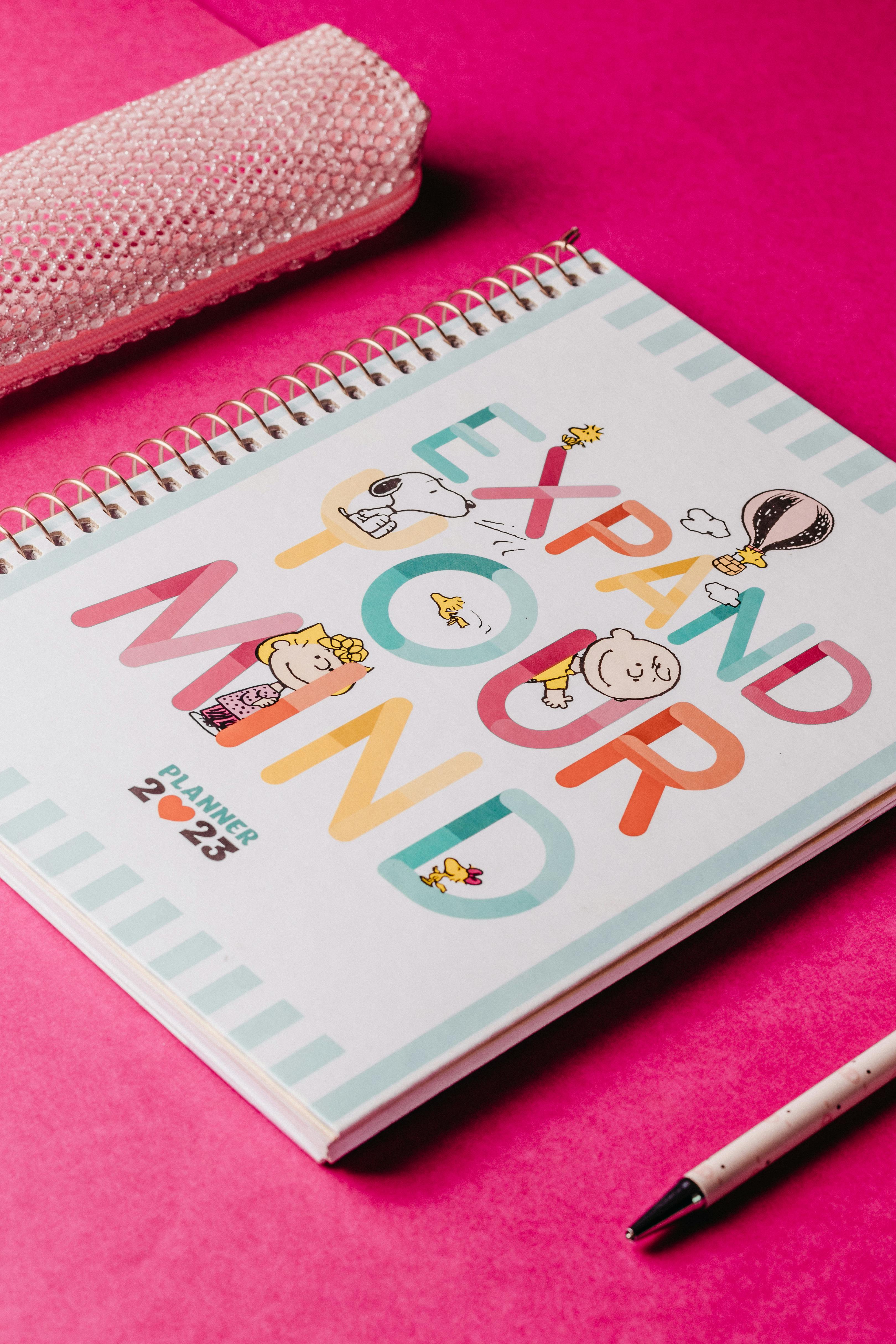 notebook with a colorful cover design