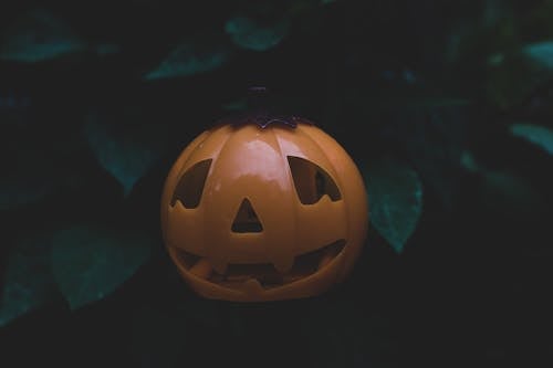 Close-Up Photo of Plastic Jack-o'-lantern