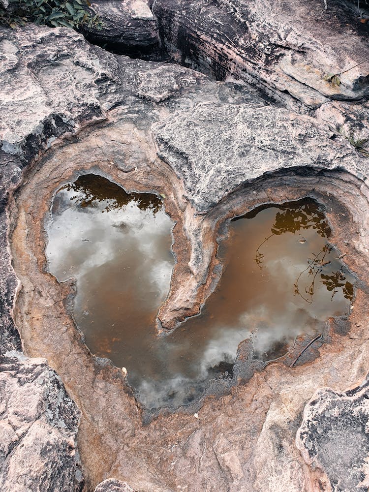 Drone Shot Of A Heart Shape Puddle