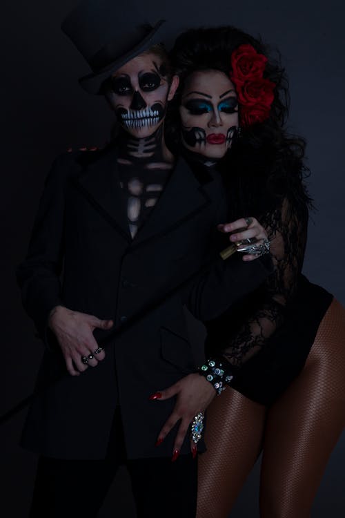 Portrait of a Couple in Halloween Costumes 
