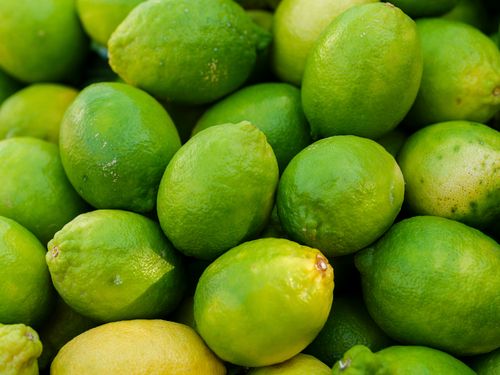 Free A vibrant close-up of fresh green limes showcasing texture and freshness. Stock Photo