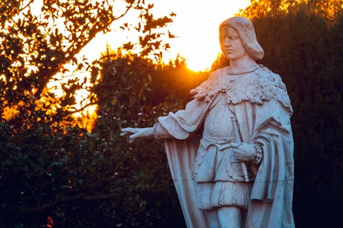 Sculpture in a Park at Sunset