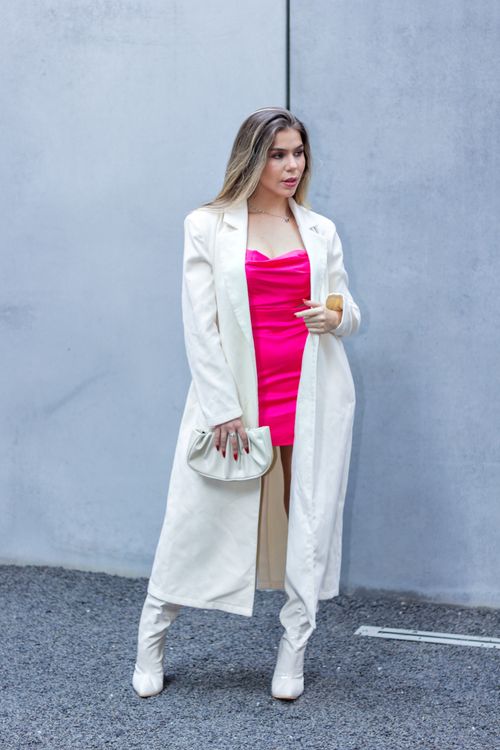 pink dress with coat Pink Wrap Dress