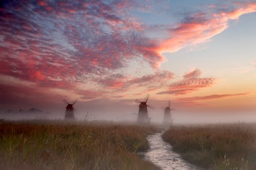 Бесплатное стоковое фото с ветряные мельницы, живописный, небо