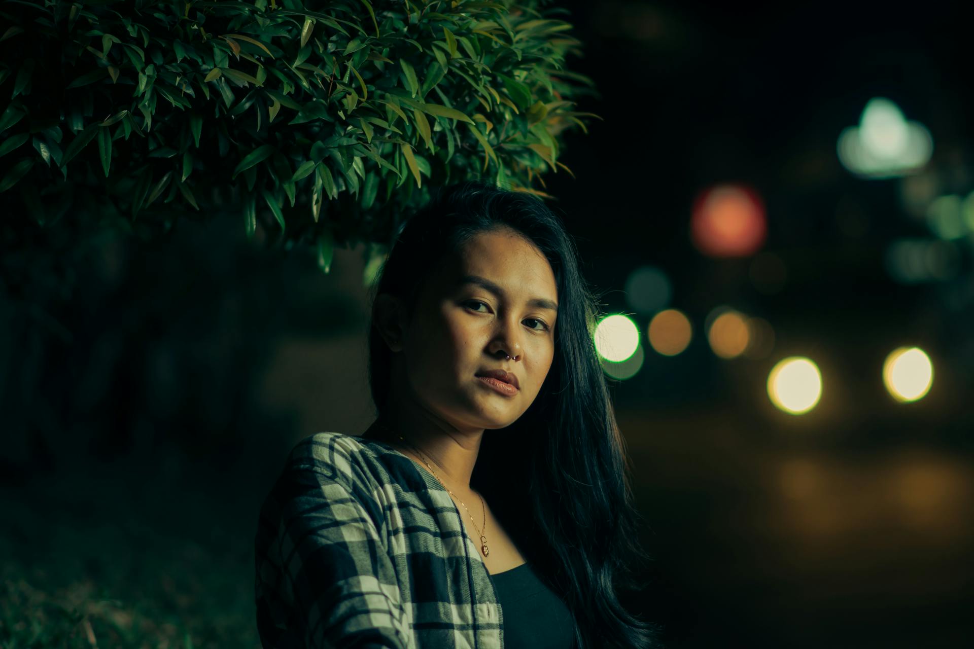 Pretty Woman in Shirt Posing in Evening