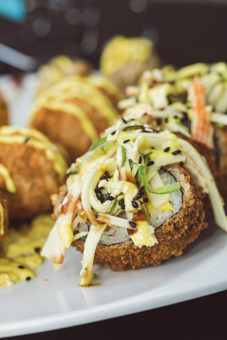 Sushi Served In A Restaurant 