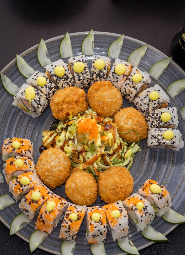 Sushi Served In A Restaurant 