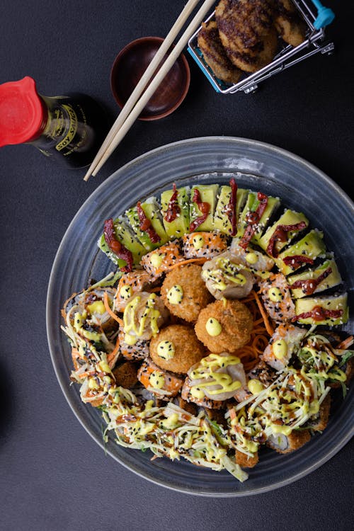 Sushi Served in a Restaurant 