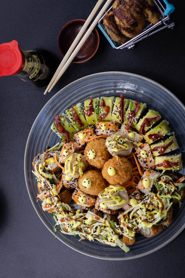 Sushi Served In A Restaurant 