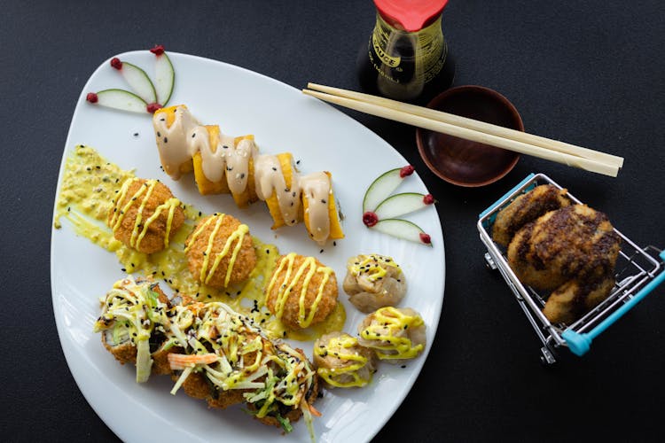 Sushi Served In A Restaurant 