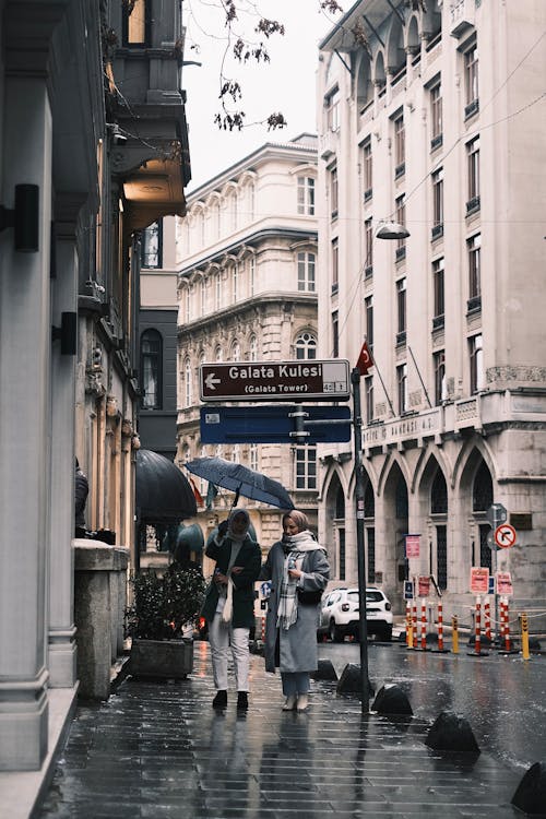 Street in a City on a Rainy Day 