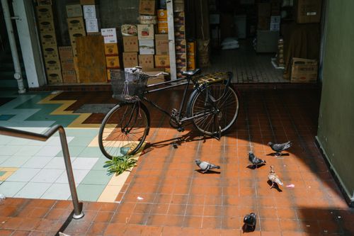 Black Commuter Bike Parked Ahead