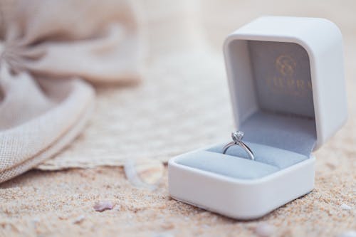 Close-up of a Diamond Ring in a Ring Box