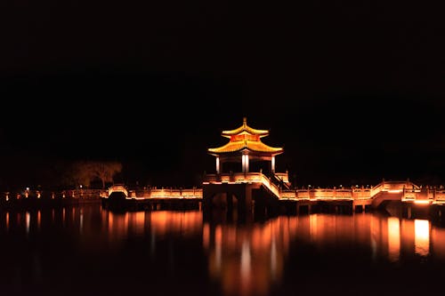 Foto profissional grátis de arquitetura chinesa, cair da noite, castelo