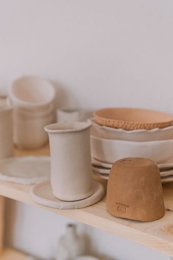 Hand-thrown ceramic beakers in oat glaze — photo by Oleg Prachuk on Pexels