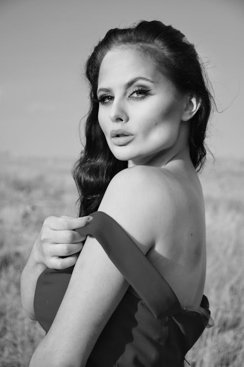 Woman Posing in Black and White