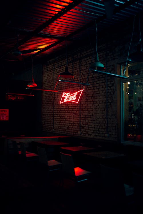 Neon on Wall in Darkness